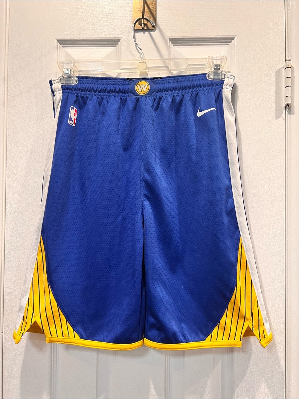 Boys Nike Golden State Warriors NBA Swingman Shorts Blue Yellow Size XL Youth